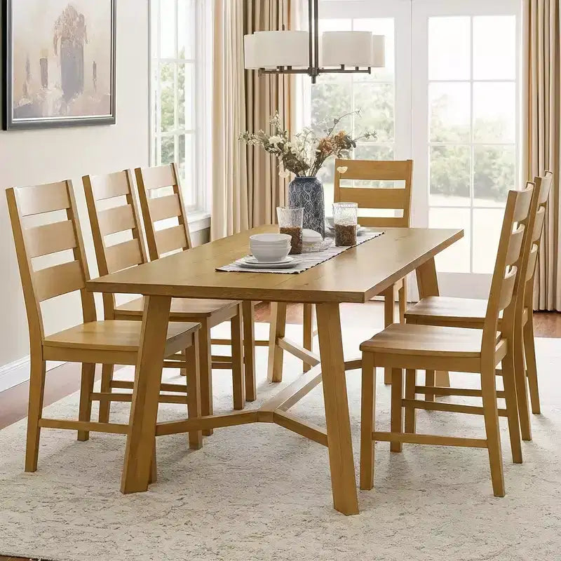 Lot de 2 chaises de salle à manger en bois massif à dossier échelle 47 cm L x 56 cm P x 96,5 cm H