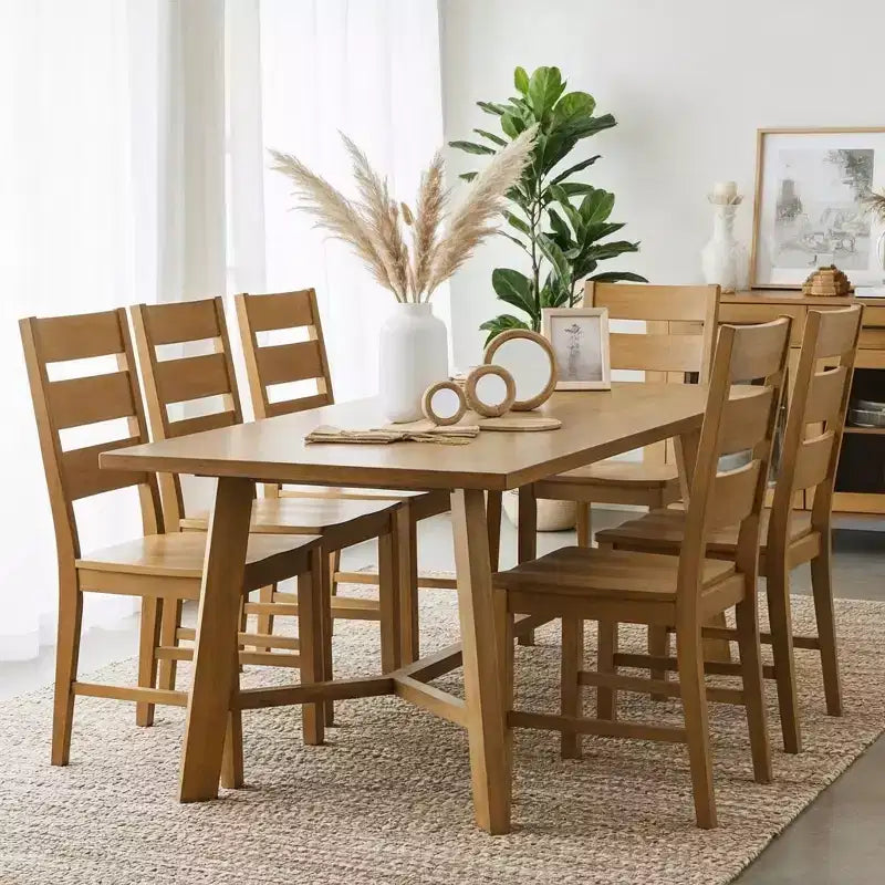 Lot de 2 chaises de salle à manger en bois massif à dossier échelle 47 cm L x 56 cm P x 96,5 cm H