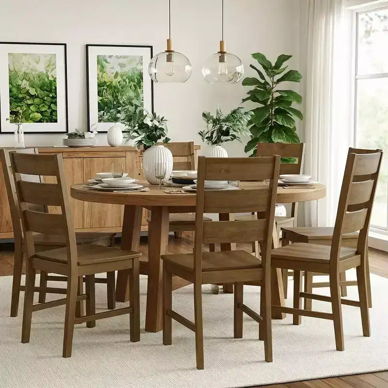 Lot de 2 chaises de salle à manger en bois massif à dossier échelle 47 cm L x 56 cm P x 96,5 cm H