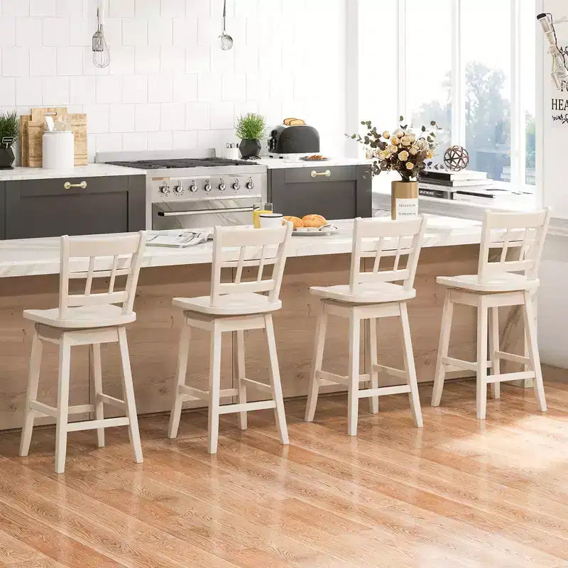 4 tabourets de bar pivotants de 62 cm, hauteur comptoir, avec dossier ajouré