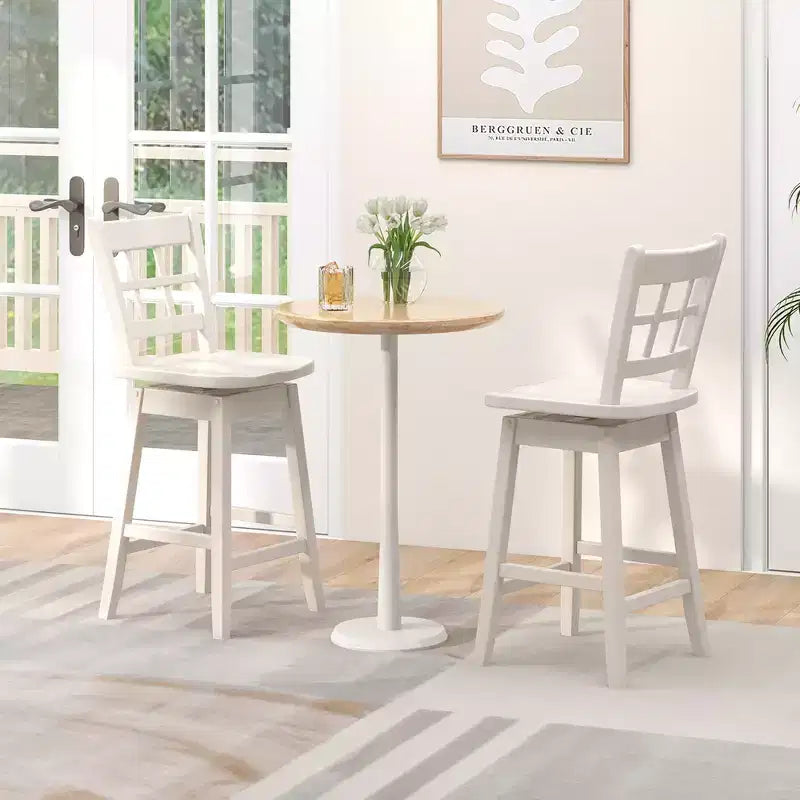 4 tabourets de bar pivotants de 62 cm, hauteur comptoir, avec dossier ajouré