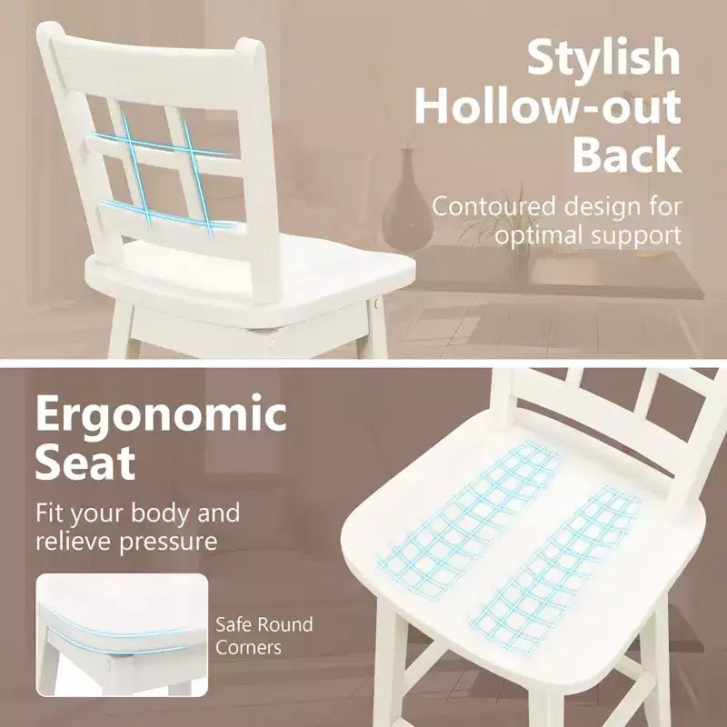 4 tabourets de bar pivotants de 62 cm, hauteur comptoir, avec dossier ajouré