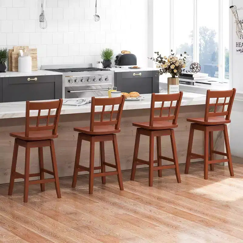 4 tabourets de bar pivotants de 62 cm, hauteur comptoir, avec dossier ajouré