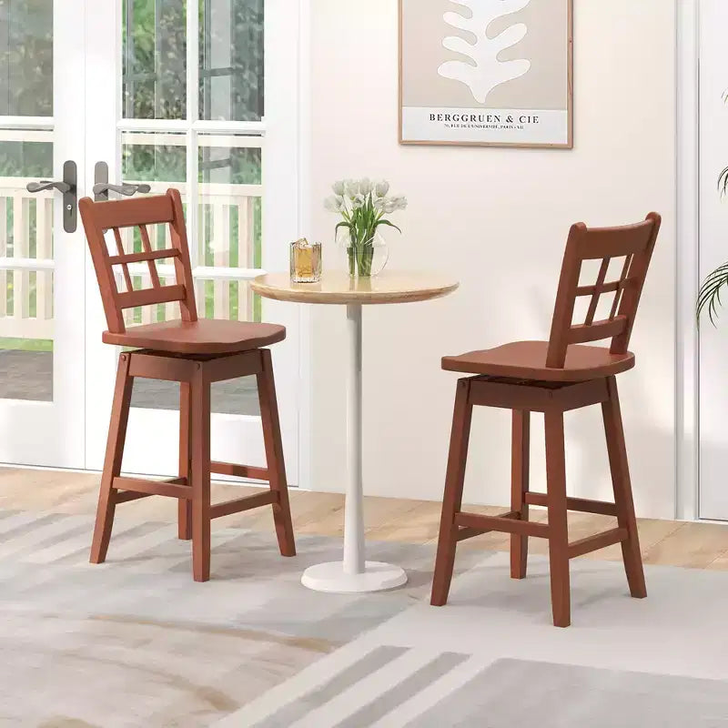 4 tabourets de bar pivotants de 62 cm, hauteur comptoir, avec dossier ajouré
