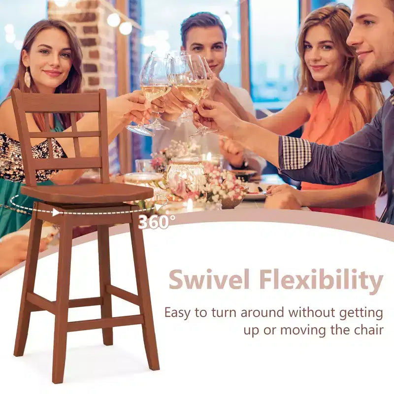 4 tabourets de bar pivotants de 62 cm, hauteur comptoir, avec dossier ajouré