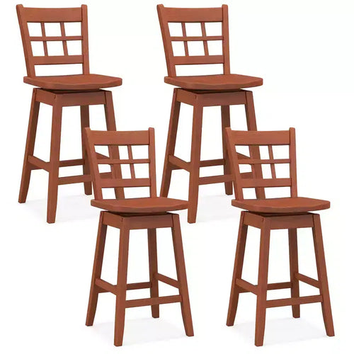 Costway 4PCS 24.5 Inch Counter Height Bar Chairs Swivel Bar Stools w/ Hollow Backrest