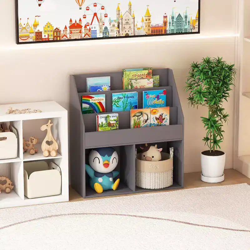 Étagère à livres en bois pour enfants Meuble de rangement pour jouets