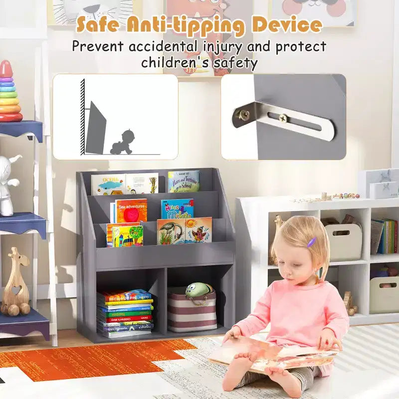Étagère à livres en bois pour enfants Meuble de rangement pour jouets