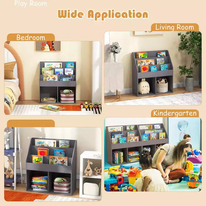 Étagère à livres en bois pour enfants Meuble de rangement pour jouets