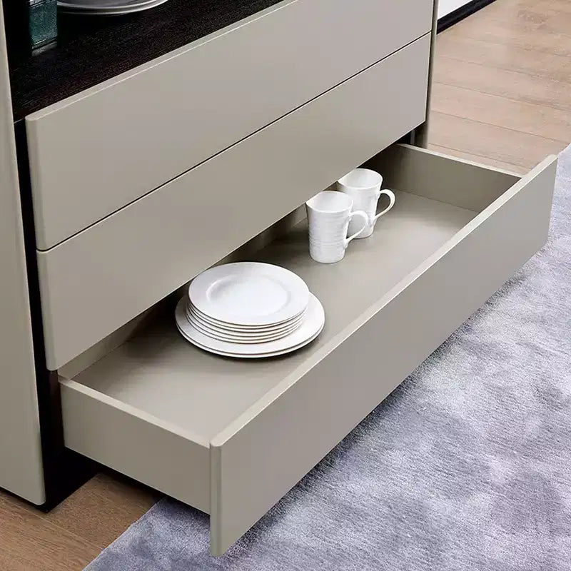 Commode moderne 3 tiroirs avec étagère ouverte, 120 cm – Crème bicolore et bois foncé