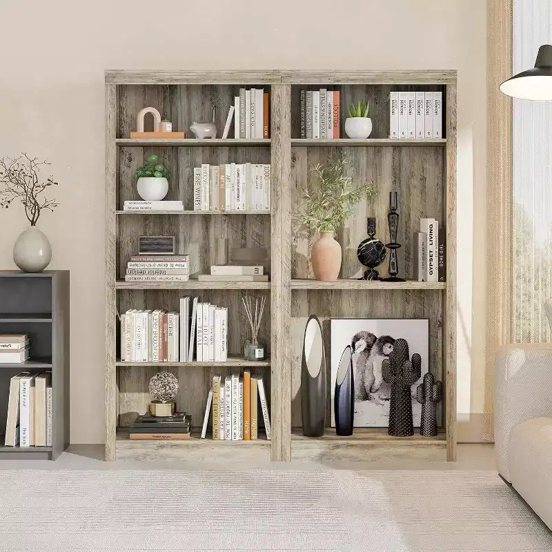 Bibliothèque de 180 cm de haut avec 5 niveaux, Étagère ouverte en bois, Étagères de présentation autoportantes pour salon
