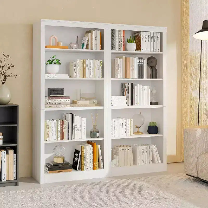 Bibliothèque de 180 cm de haut avec 5 niveaux, Étagère ouverte en bois, Étagères de présentation autoportantes pour salon