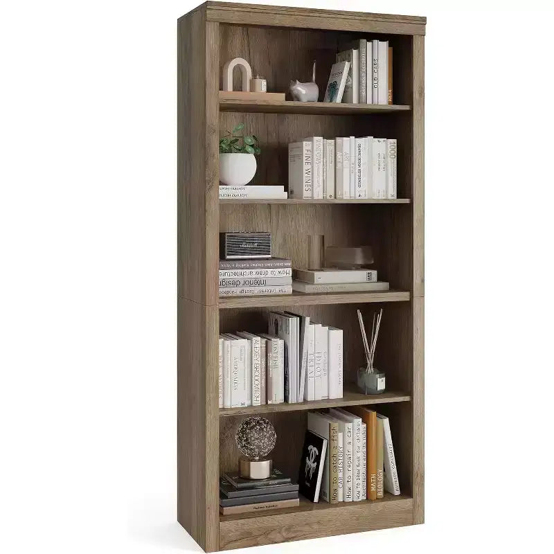 Bibliothèque de 180 cm de haut avec 5 niveaux, Étagère ouverte en bois, Étagères de présentation autoportantes pour salon