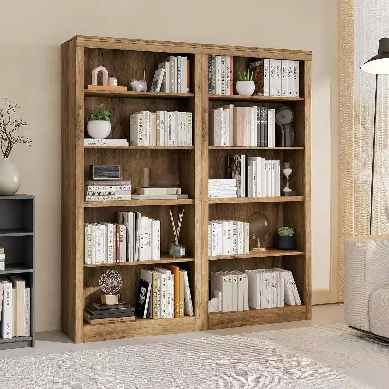Bibliothèque de 180 cm de haut avec 5 niveaux, Étagère ouverte en bois, Étagères de présentation autoportantes pour salon