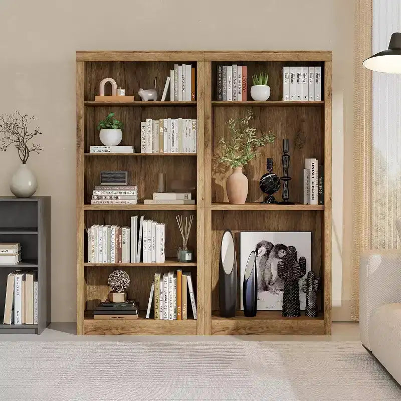 Bibliothèque de 180 cm de haut avec 5 niveaux, Étagère ouverte en bois, Étagères de présentation autoportantes pour salon
