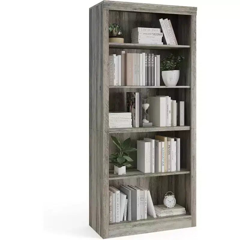 Bibliothèque de 180 cm de haut avec 5 niveaux, Étagère ouverte en bois, Étagères de présentation autoportantes pour salon