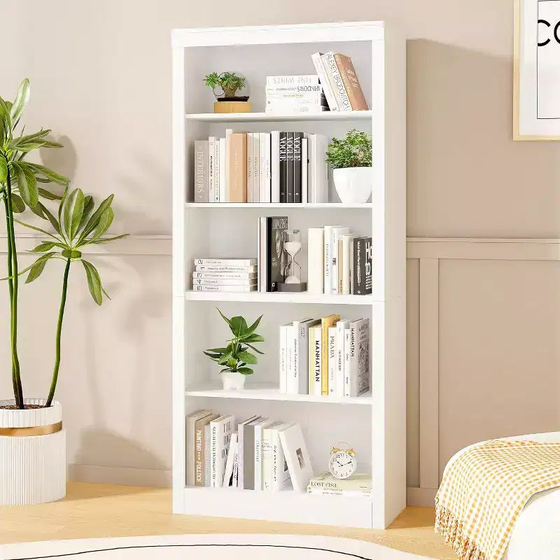 Bibliothèque de 180 cm de haut avec 5 niveaux, Étagère ouverte en bois, Étagères de présentation autoportantes pour salon