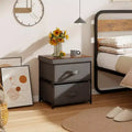 Commode à 2 tiroirs, meuble de rangement en tissu, table de chevet, table d'appoint pour canapé – Gris et marron rustique
