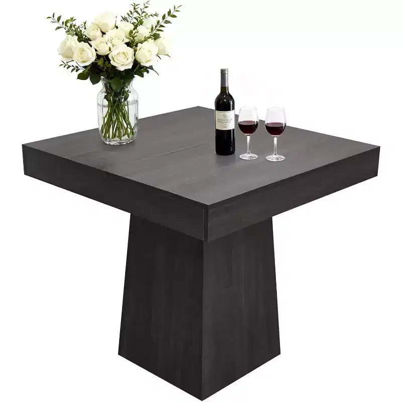 Table de salle à manger carrée de 80 cm pour 4 personnes, avec base moderne en bois