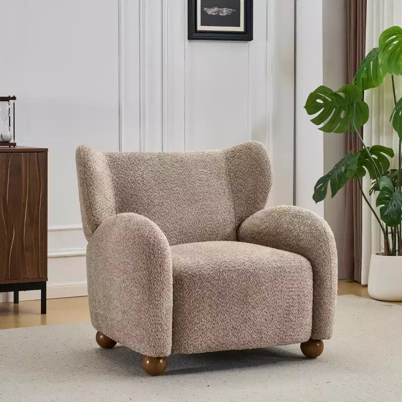 Fauteuil d'appoint crapaud capitonné en bois moderne