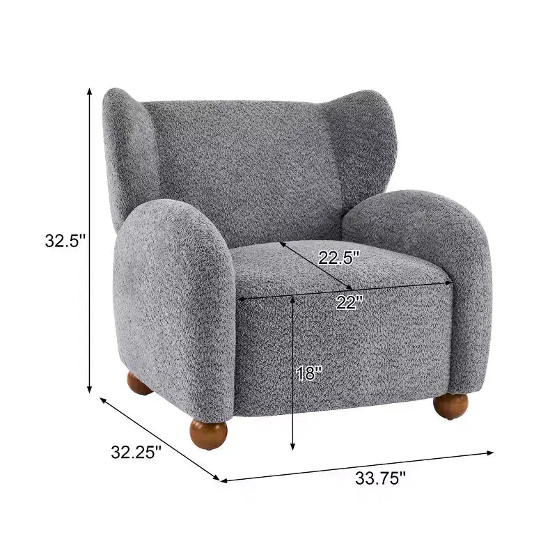 Fauteuil d'appoint crapaud capitonné en bois moderne