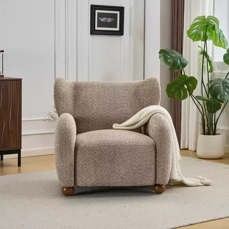 Fauteuil d'appoint crapaud capitonné en bois moderne