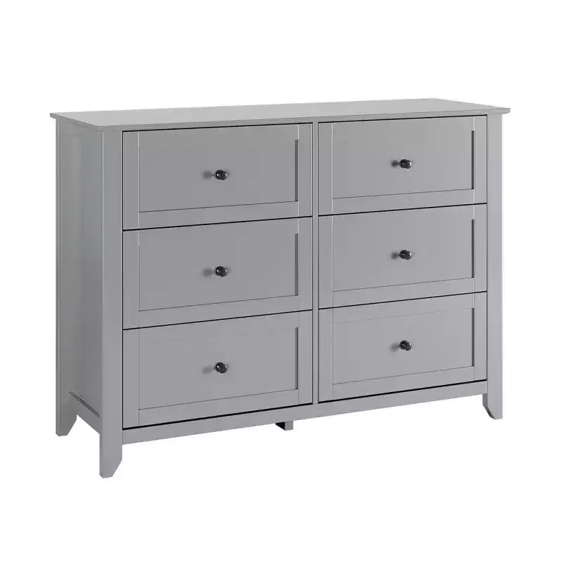 Commode à 6 tiroirs pour chambre à coucher avec tiroirs profonds et poignées métalliques