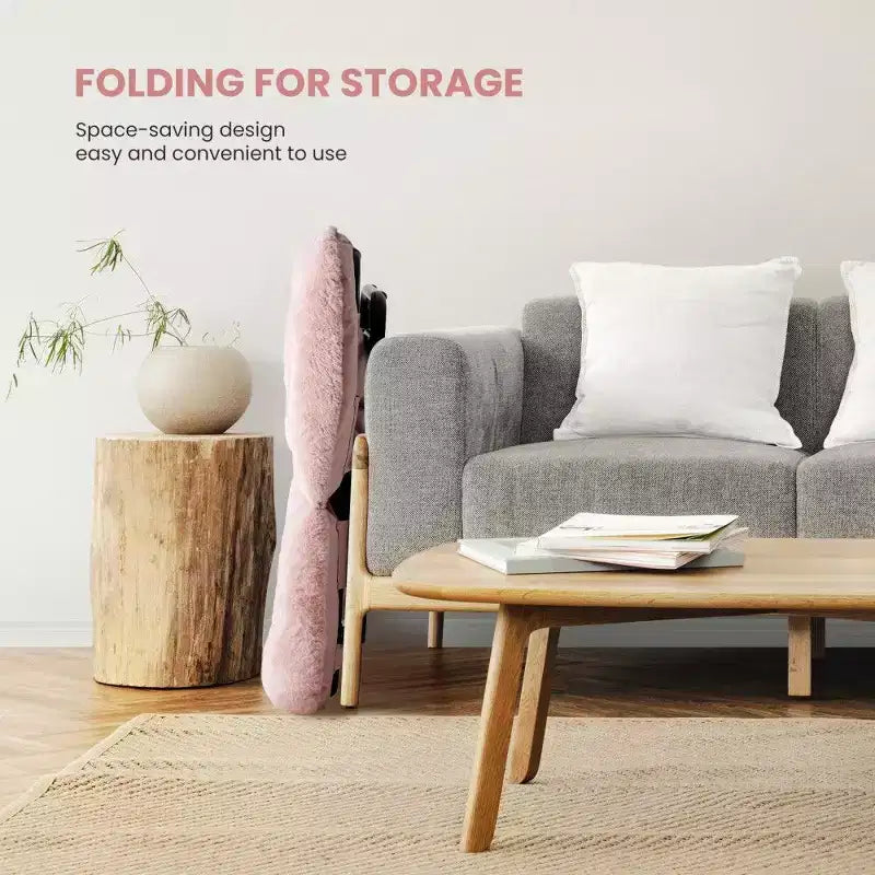 Fauteuil d'appoint en fausse fourrure grande taille, chaise longue pliante avec siège moelleux pour chambre et salon