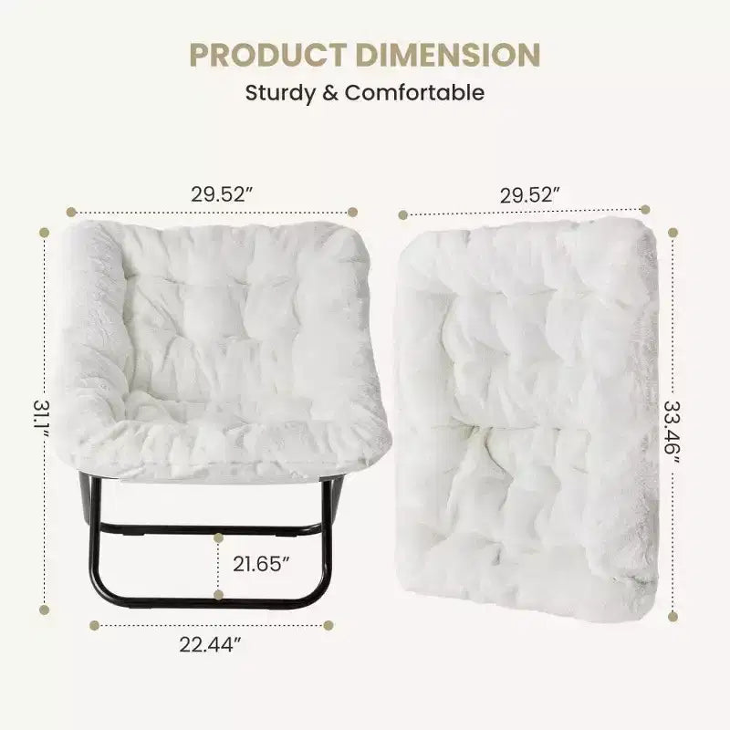 Fauteuil d'appoint en fausse fourrure grande taille, chaise longue pliante avec siège moelleux pour chambre et salon