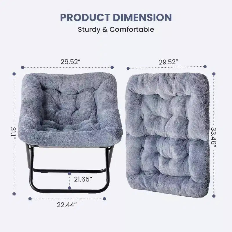 Fauteuil d'appoint en fausse fourrure grande taille, chaise longue pliante avec siège moelleux pour chambre et salon
