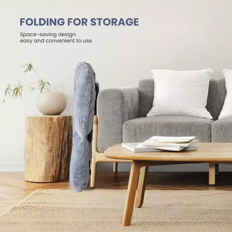 Fauteuil d'appoint en fausse fourrure grande taille, chaise longue pliante avec siège moelleux pour chambre et salon