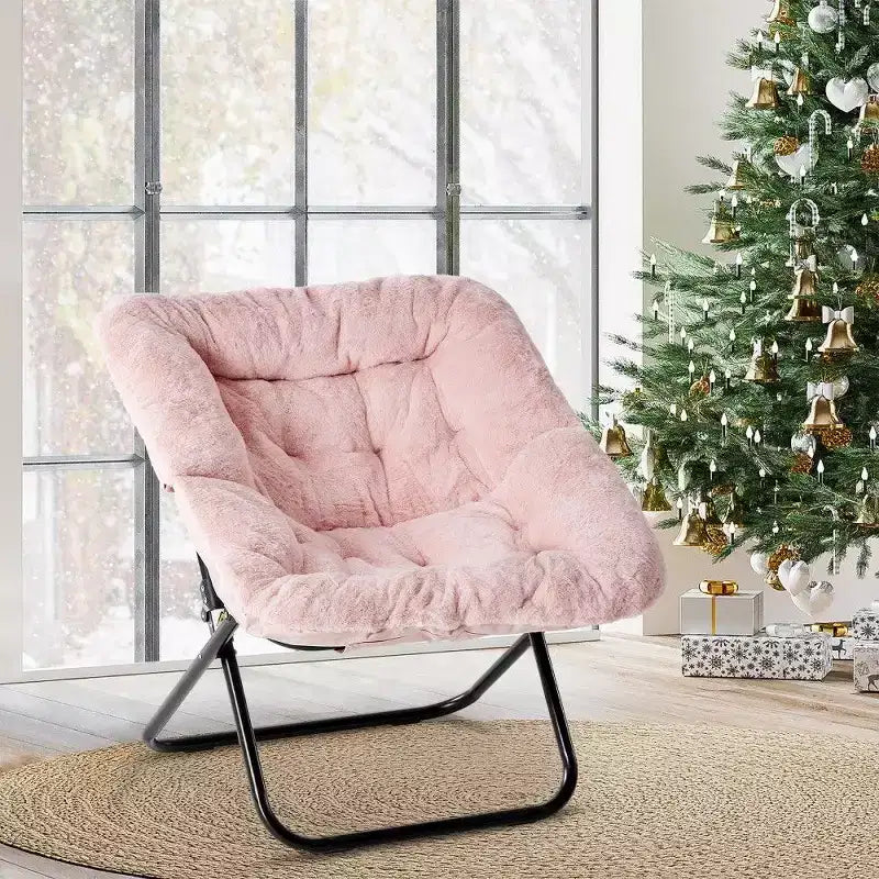 Fauteuil d'appoint en fausse fourrure grande taille, chaise longue pliante avec siège moelleux pour chambre et salon