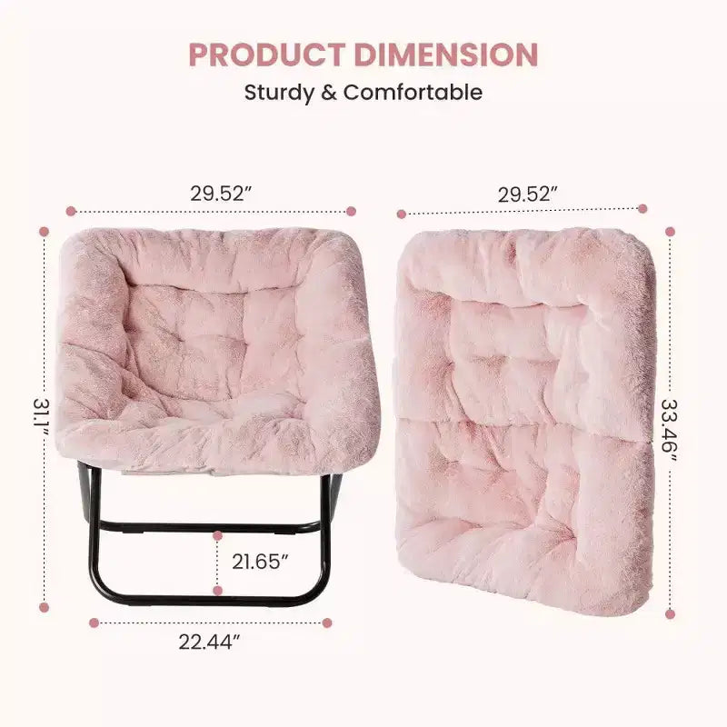 Fauteuil d'appoint en fausse fourrure grande taille, chaise longue pliante avec siège moelleux pour chambre et salon