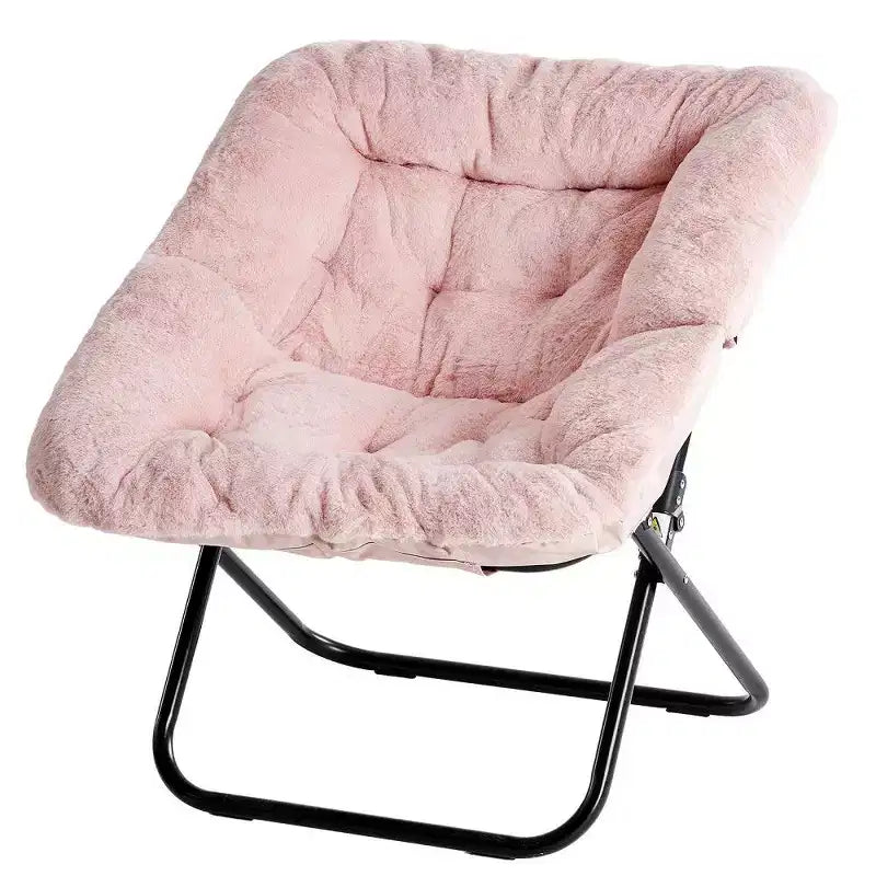 Fauteuil d'appoint en fausse fourrure grande taille, chaise longue pliante avec siège moelleux pour chambre et salon