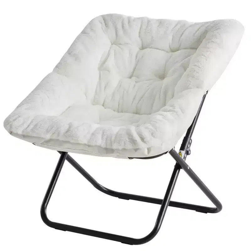 Fauteuil d'appoint en fausse fourrure grande taille, chaise longue pliante avec siège moelleux pour chambre et salon