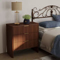 Meuble de rangement en bois avec 3 tiroirs, motif ondulé, table de chevet et coiffeuse modernes pour chambre à coucher, 78 cm, noyer