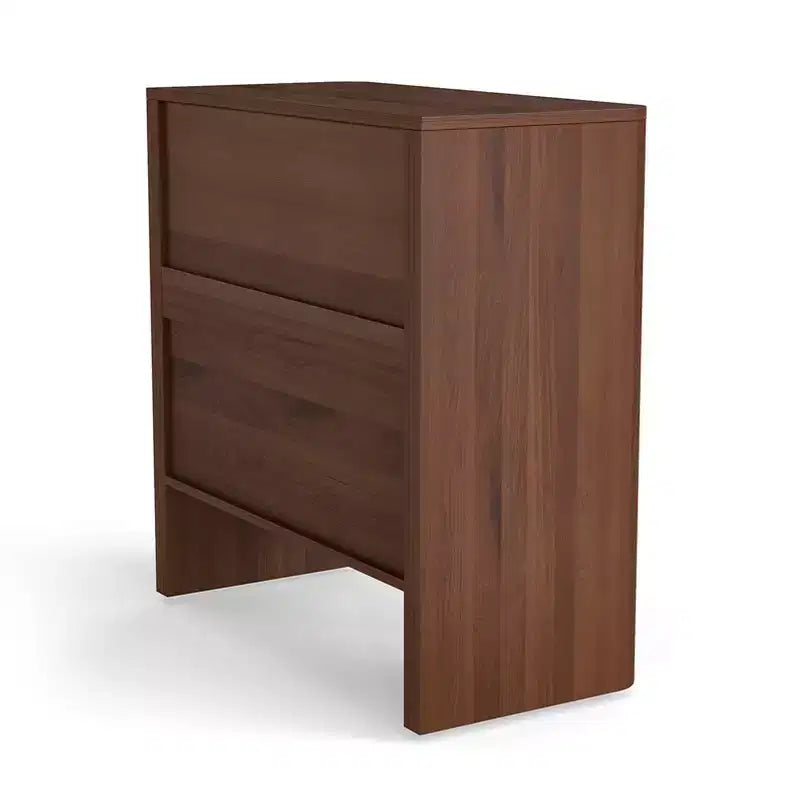 Meuble de rangement en bois avec 3 tiroirs, motif ondulé, table de chevet et coiffeuse modernes pour chambre à coucher, 78 cm, noyer