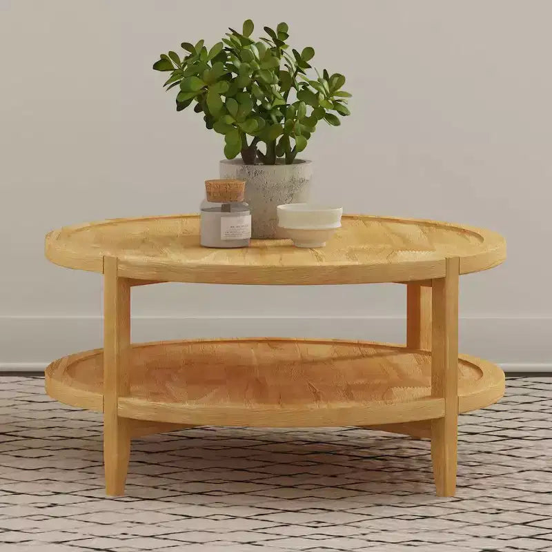 Table basse ronde en bois massif
