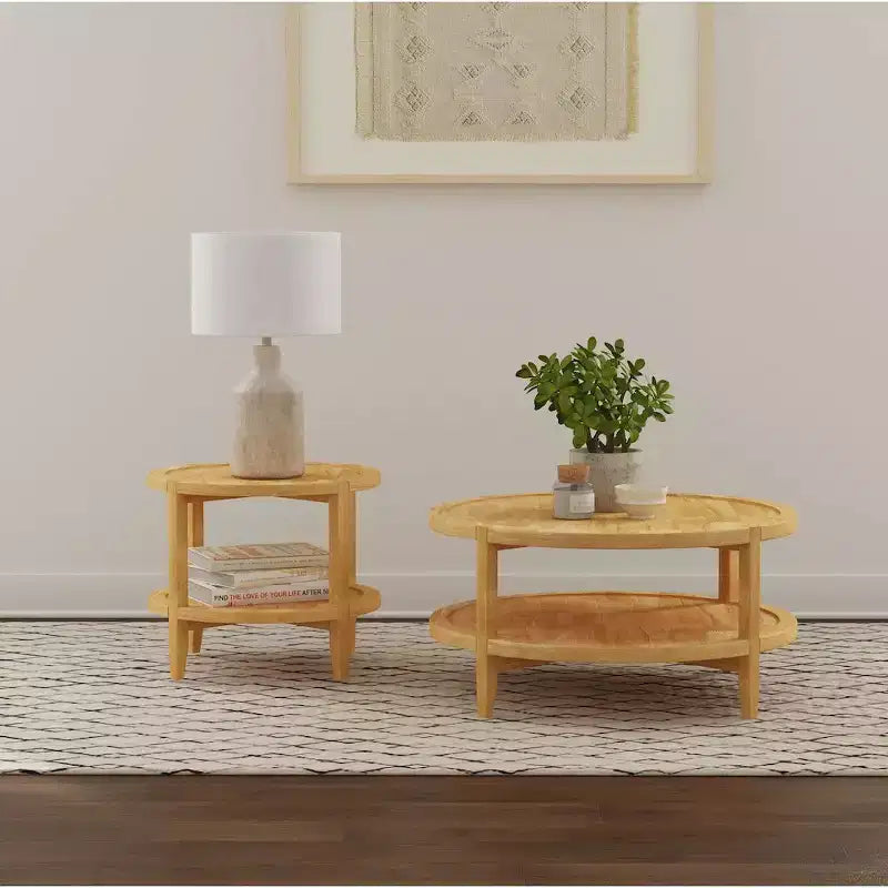 Table basse ronde en bois massif