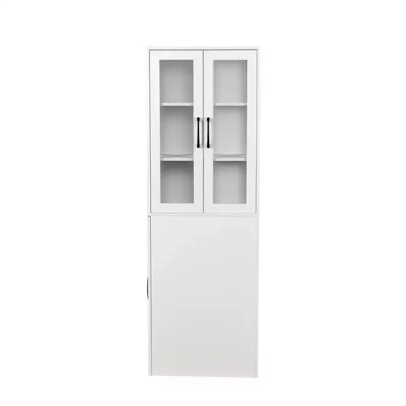 Meuble de rangement et de présentation de 180 cm de hauteur avec étagères coulissantes à 4 niveaux et portes vitrées