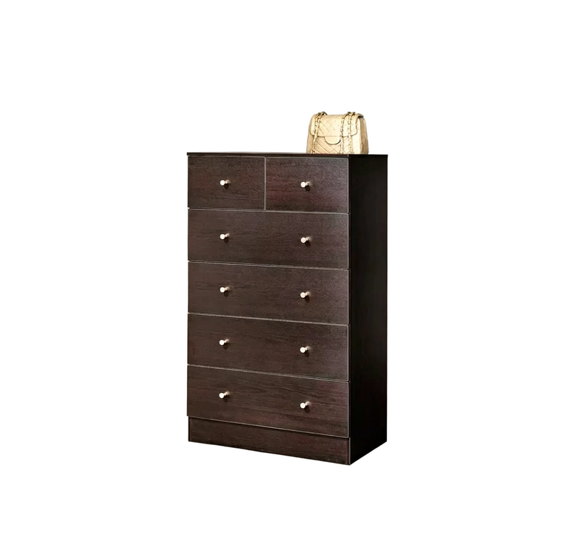 Commode à 6 tiroirs pour chambre à coucher, chiffonnier avec organisateur de rangement en bois robuste pour placard, marron
