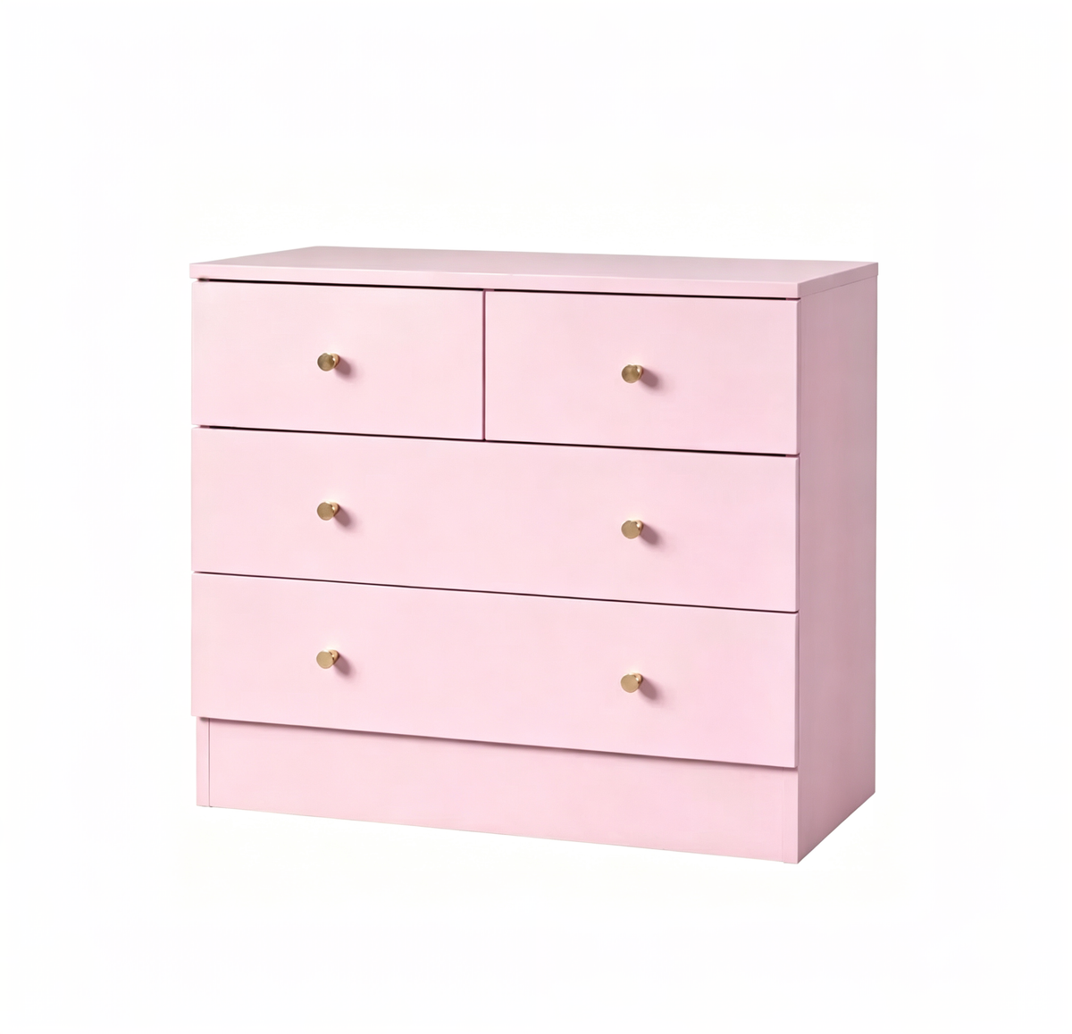 Commode rose à 4 tiroirs, 66 cm (25,98 po) de large, en panneaux de particules