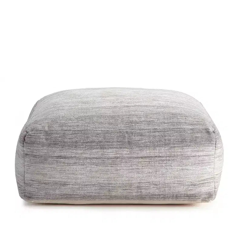 Pouff carré rembourré Gris/Ivoire, Fait main contemporain, 89x89x41 cm