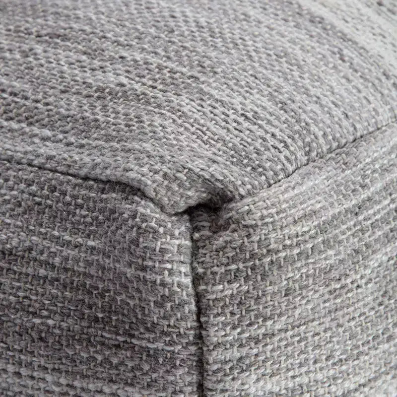 Pouff carré rembourré Gris/Ivoire, Fait main contemporain, 89x89x41 cm