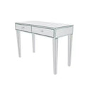 Console table/bureau en bois avec miroir et détails argentés, style glamour