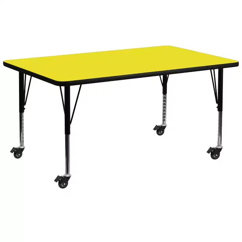 Flash Furniture Mobile 30''W x 72''L Rectangular HP Laminate Activity Table - Height Adjustable Short Legs