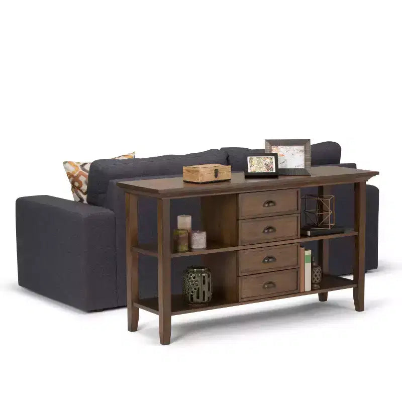 Console avec tiroirs et étagères ouvertes