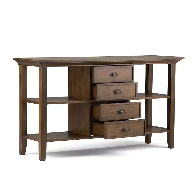 Console avec tiroirs et étagères ouvertes
