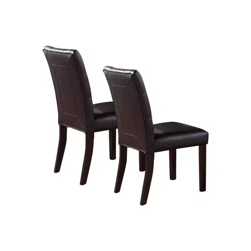Lot de 2 chaises de salle à manger capitonnées avec boutons touffetés, marron foncé