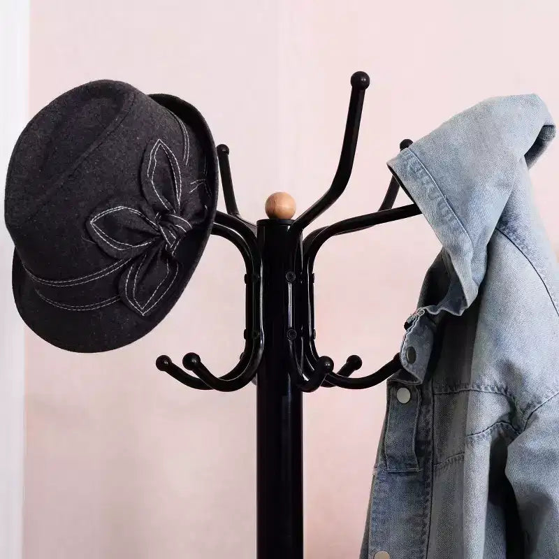Porte-manteau Organisateur de Chapeaux en Métal Crochets de Cintre Support pour Parapluies